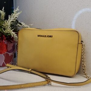 MICHAEL KORS Saffiano Yellow Leather Crossbody Bag